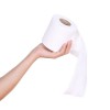 hand with toilet paper roll isola